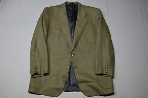 Vtg Aquascutum 46L Gold Herringbone Tweed Wool Mens Blazer Sport Coat Jacket - Picture 1 of 12