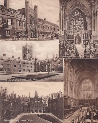 5 X PC CAMBRIDGE COLLEGES CHRIST,KINGS,ST JOHNS,SUSSEX  FRITH C1908 (4 UNPOSTED) - Image 1 of 2