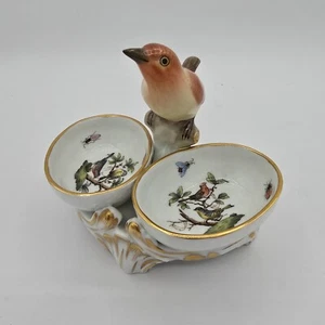 HEREND Rothschild BIRD & BUG doppio tuffo di sale 257 Ungheria porcellana vintage - Foto 1 di 16