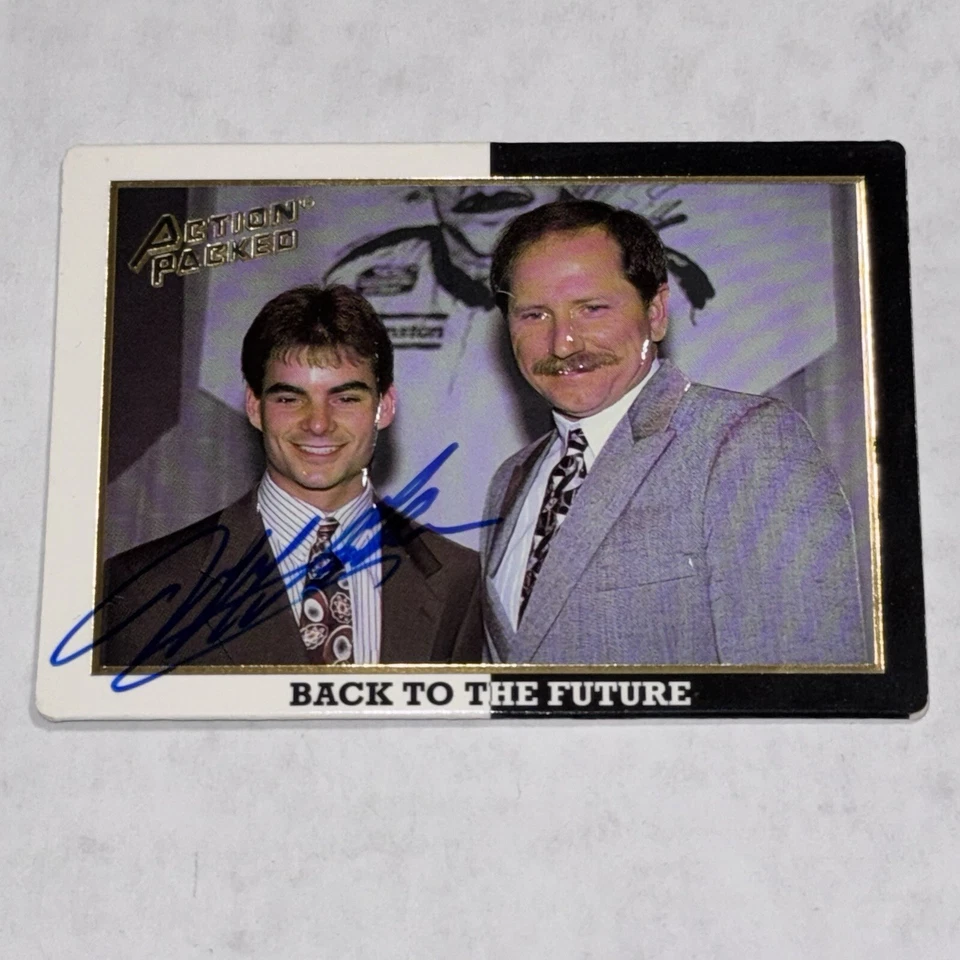 Jeff Gordon VINTAGE NASCAR signed card HALL OF FAME CHAMP CHALLENGER w EARNHARDT - Image 1 of 1