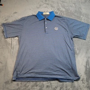 Fairway Greene Polo Uomo Grande Blu Bianco Righe Rolling Rock Club Logo - Foto 1 di 8