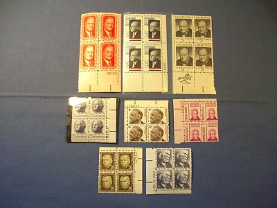 FAMOUS PEOPLE US PLATE BLOCKS  8 blocks  2cents -20 cents MNH - Image 1 of 4