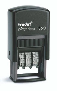 Trodat Printy 4850/L2 Self Inking PAID Dater Stamp, Red & Blue Ink (TD4850L2) - Picture 1 of 3