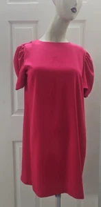 Zara Woman Rosa Etuikleid Minikleid Karriere Büro Puffärmel Schmuckausschnitt Gr. L - Bild 1 von 16