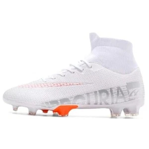 Men's Soccer Shoes Football Cleats High-Tops Lace-Up Non-Slip 10 White-1313 - Picture 1 of 7