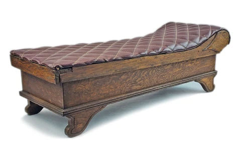 Antique  1800's True Salesman Sample Chaise Lounge Fainting Couch + Bath Tub Cover