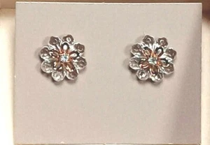 Vintage Avon Layered Flower Earrings Stacking Petals Cubic Zirconia Gold Clear - Picture 1 of 4