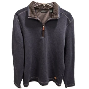 G H Bass & Co Uomo Taglia L Pullover Manica Lunga Pile Maglione Giacca 1/4 Zip Blu - Foto 1 di 8