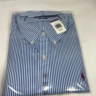 Ralph Lauren Slim Fit Men Blue White Stripe XL Long Sleeve Button Down Shirt - Image 1 of 4