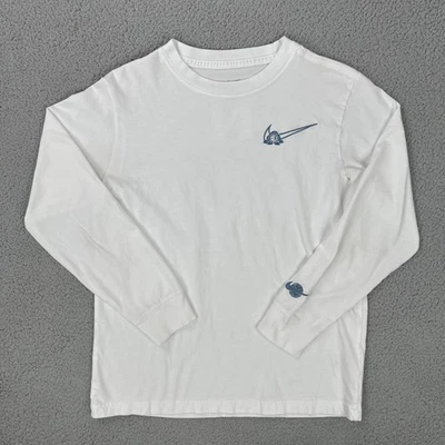 Nike Swoosh Hoops Camiseta Mujer XS Blanco Rosa Bordado Cuello Redondo Manga Larga Foto 1 de 4