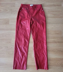 Pantalones Steve Madden Imitación Cuero Pierna Recta Rojo Talla XS - Imagen 1 de 3