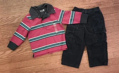 *Nuevo* Conjunto 3T para niños pequeños niños pequeños, suave y cálido L/S polo y pantalones azul marino Foto 1 de 4