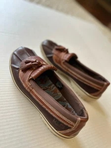 LL Bean Womens 7.5 Tek Leather Duck Low Boots 290695 Slip On Rain Shoes Brown - Picture 1 of 7