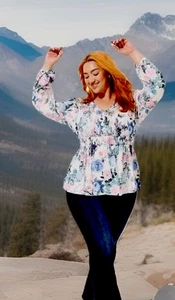 Blusa Torrid Top 1 Georgette Pintuck Blanca Azul Rosa Floral Cottagecore Fairy - Imagen 1 de 10
