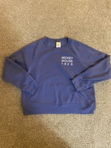 Disney Mickey Mouse Sweatshirt Women's XL Blue Crew Neck Casual Pullover - Picture 1 of 8