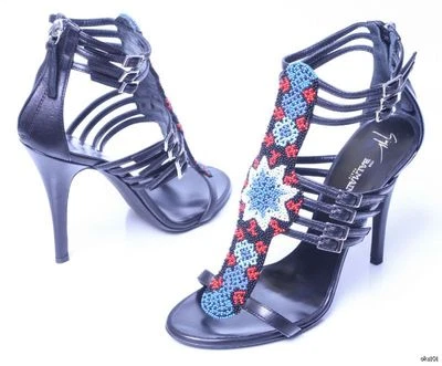 GIUSEPPE ZANOTTI para BALMAIN Negro Azul CUENTAS Correa Gladiador Zapatos Nuevos $1295 Foto 1 de 4