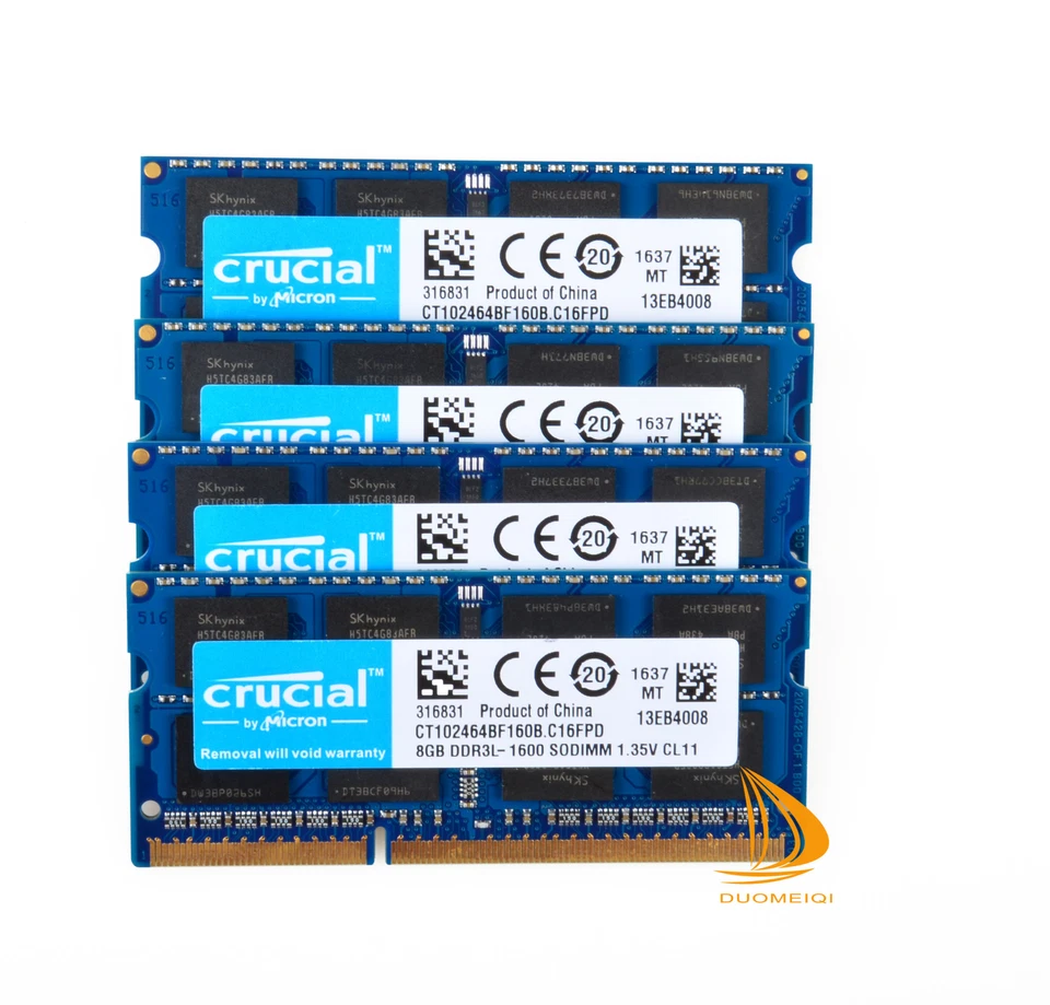 Crucial 32GB 4x 8GB PC3L-12800S DDR3 RAM 1600MHz SODIMM Laptop-Speicher 204Pin