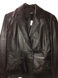 Wilsons Leather Women’s Jacket Blazer Stitched Detail Pelle Studio Black - Picture 1 of 20