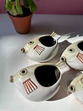 Vintage Hand Painted Japanese Puffer Fish Glazed Red Pottery Sake Teapot