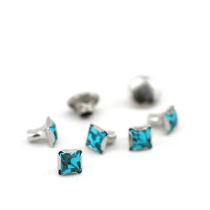 ImpressArt Czech Crystal Snap Rivets, Square- Aquamarine, 50 pc, Jewelry Making - Picture 1 of 1