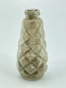 Vintage Trasparente Manopola Arrotondato Ovale Toilette Medicina Vetro Bottiglia Shaker L3 - Foto 1 di 6