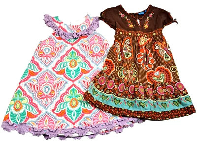 2 Vestidos de Verano De Colección Niñas Talla 4 Niños Lugar y Contar Margaritas Boho Floral Foto 1 de 4