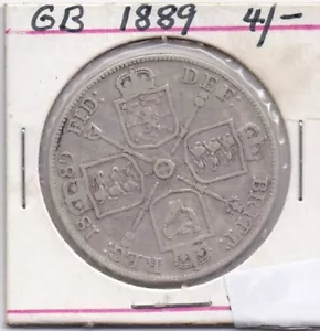 1889 UK DOUBLE FLORIN COIN xvy - Picture 1 of 2