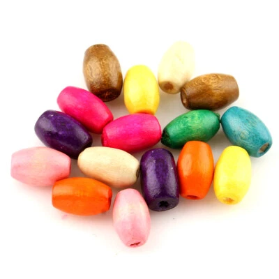 200 Holzperlen Oval 10 x 8 mm Bunt Natur Holz Schmuckdesign Hobby DIY H60 - Bild 1 von 3