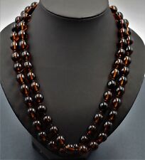 Women Glass Bead Opera Knotted Necklace Single Strand 1930's Vintage Jewellery 