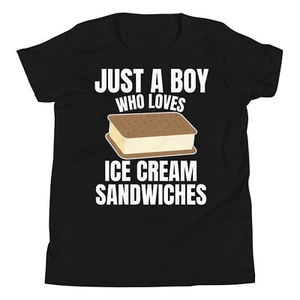 Just a Boy who Loves Ice Cream Sandwiches Ice Cream Lover Youth T-Shirt - Picture 1 of 5