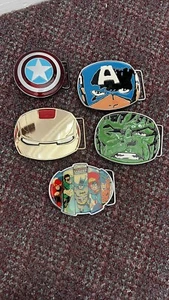 5 Belt Buckles. Hulk, Iron Man, Captain America, Justice League - Picture 1 of 8