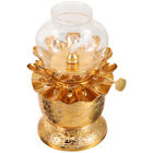 Vintage Lantern Lotus Oil Lamp Buddha Glass Kerosene Lamp-NJ