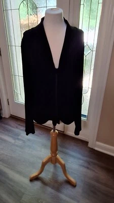 Blusa Chaqueta Yansi Fugel Para Mujer Talla XL Acanalada Negra Cremallera Frontal CHIC RN 73590 Foto 1 de 4