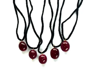 Wedding Gift Natural Ruby Gemstone Handmade Pendant 13" Long/5 Pcs Certified - Picture 1 of 11
