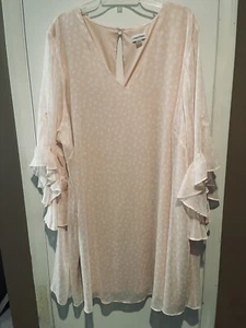 Vestido de cóctel Calvin Klein para mujer talla 24W rosa lunares mangas campana forrado $129 - Imagen 1 de 11