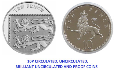 1992 - 2022 Ten Pence 10p Coin Royal Shield, Britannia Lion  UK Royal Mint Coins • 2.34£