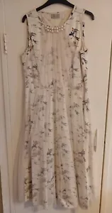 Womens cream bird print Prom party dress by Diana vickers size 14  - Picture 1 of 11