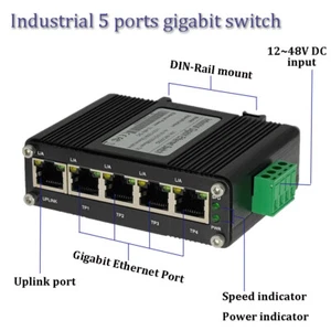 5 Port Gigabit 802.3af/at 120W PoE Industrial Ethernet Switch DIN-Rail SFP - Bild 1 von 15