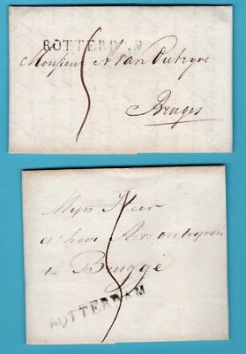 NETHERLANDS 2 pre philatelic entires 1815 Rotterdam  to Bruges - Image 1 of 3