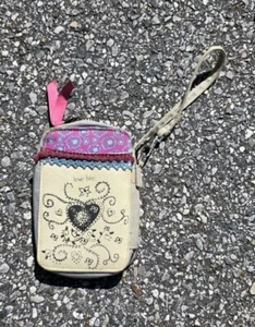 Natural Life Love Life ID Window Credit Card Wallet Purse Zipper Pouch Small - Picture 1 of 4