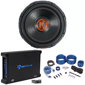 Memphis Audio MJP1544 15" 1500 Watt subwoofer per auto + amplificatore mono + kit amplificatore - Foto 1 di 12