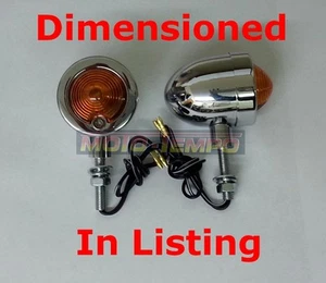 Chrome Metal bullet Indicators Short 15mm Stem Motorcycle Bobber Cafe Racer - Picture 1 of 2