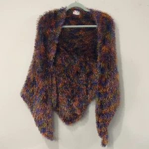Handknit Shawl Brown Multicolor Fuzzy - Picture 1 of 5
