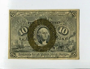 1863 2nd Issue Fractional Currency 10 Cent UNC W/HINGED FR 1244 SM303 - Picture 1 of 2