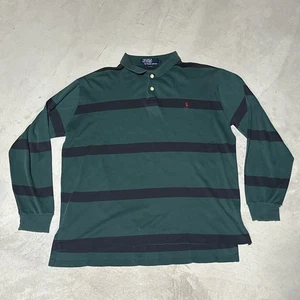 VTG 90’s Polo Ralph Lauren Color Block Stripe Rugby Shirt L Made In USA Distress - Picture 1 of 18