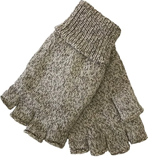 Polar Wear Mens Fingerless Ragg Wool Gloves With Inner Fleece Palm L/XL Oatmeal - Image 1 of 1