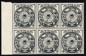 1954 3½d grey-black Australian Antarctic Research, SG279 block 6, MH/MUH (FK010) - Imagen 1 de 2