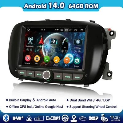 64GB Android 14 CarPlay Autoradio GPS Navi Wifi Canbus BT5.0 Fiat 500X 2014-2020 - Bild 1 von 4