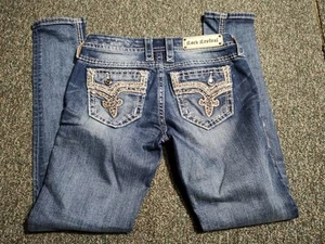 Rock Revival Betty Skinny Jeans Womens Size 28 Act 32 x 31 Rhinestones - Picture 1 of 14