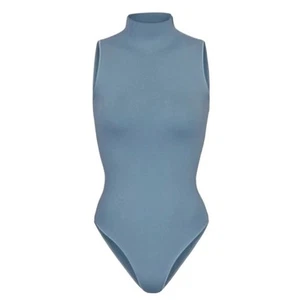 Skims Essential Mock Neck Bodysuit Arctic Blue Sleeveless Size S/M - Picture 1 of 6